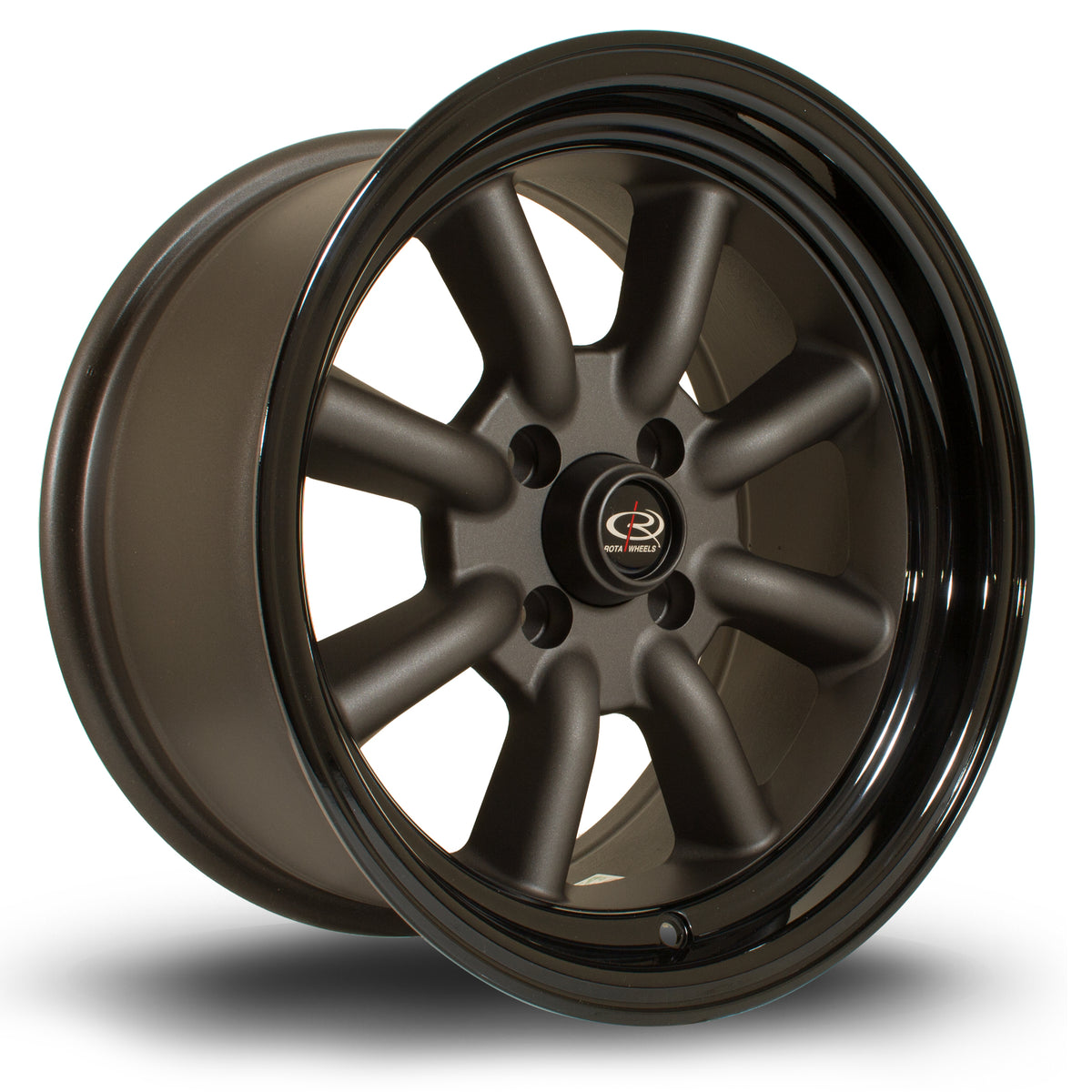 Llanta Rota RKR 15x8" 4x100 ET0 gunmetal / labio negro brillo